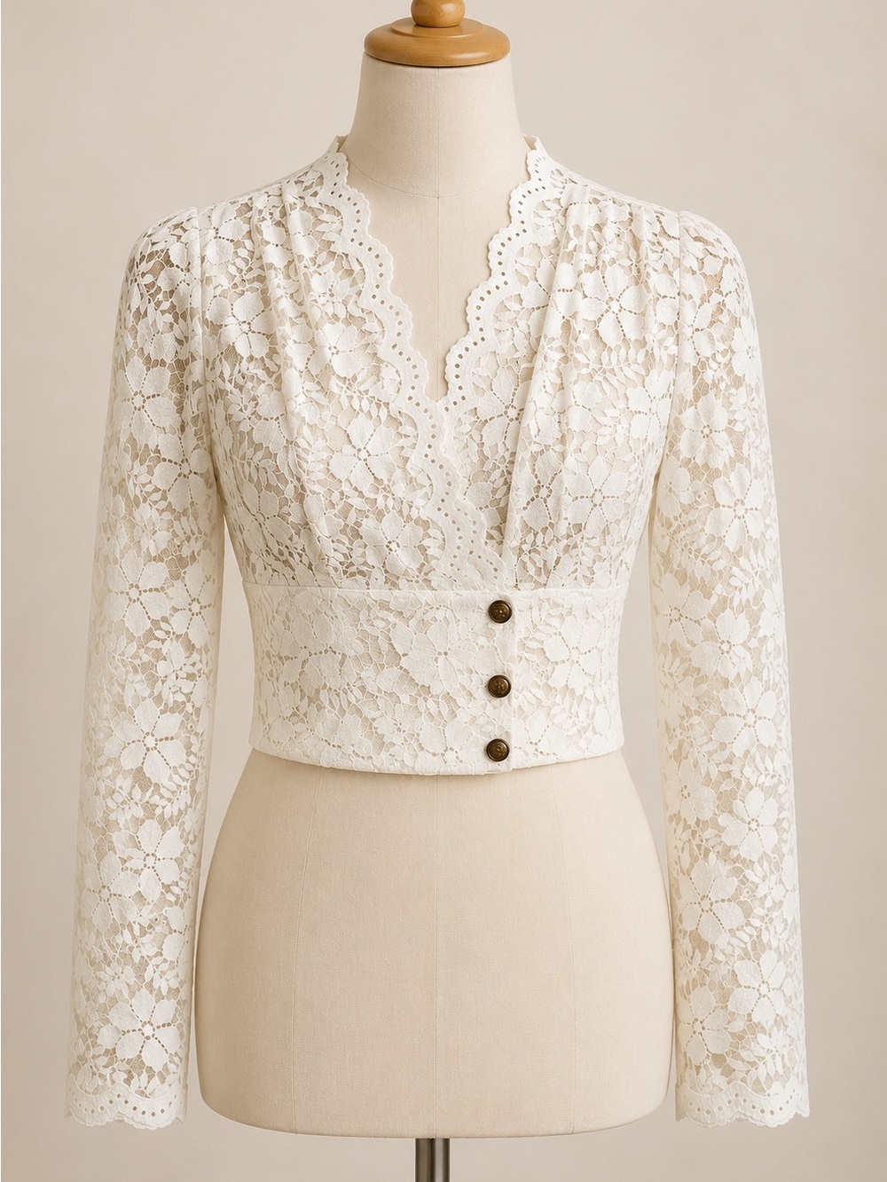 Ivory Floral Lace Cropped Wrap Blouse Size‎ M Cottagecore
Romantic Coquette